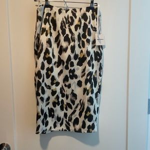 Super Down Leopard Midi Skirt, Size S